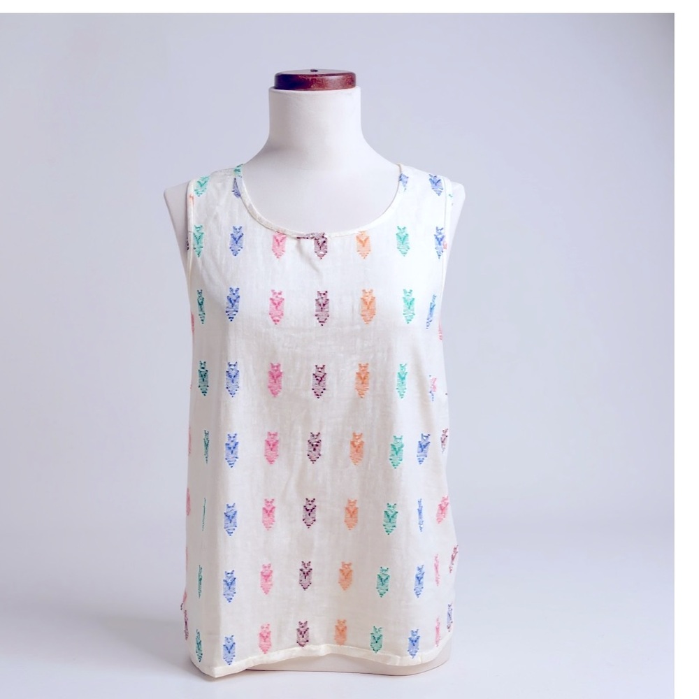 J. Crew Cotton Tank Top with Multicolor Pattern Lightweight Size 6 Summer
